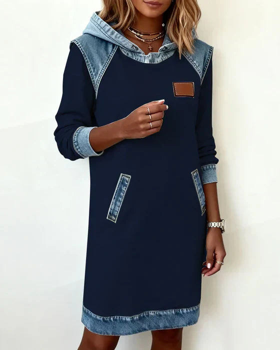 Lunariae - Casual Hooded Dress with Contrasting Style