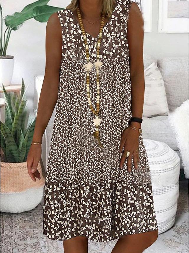 ISLA | FLORAL V-NECK SLEEVELESS DRESS