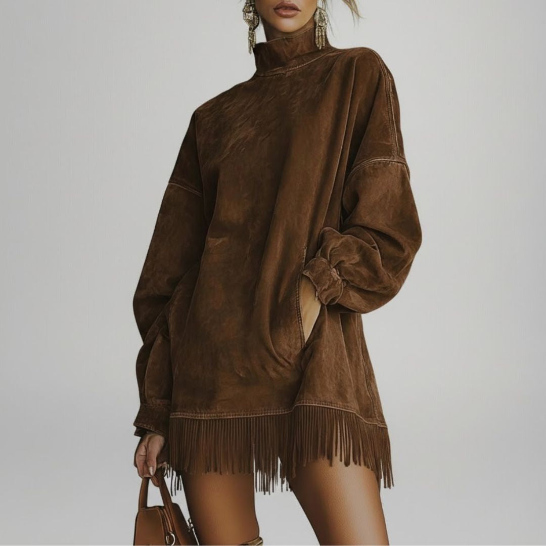 Sheri | Cozy Suede Fringe Dress