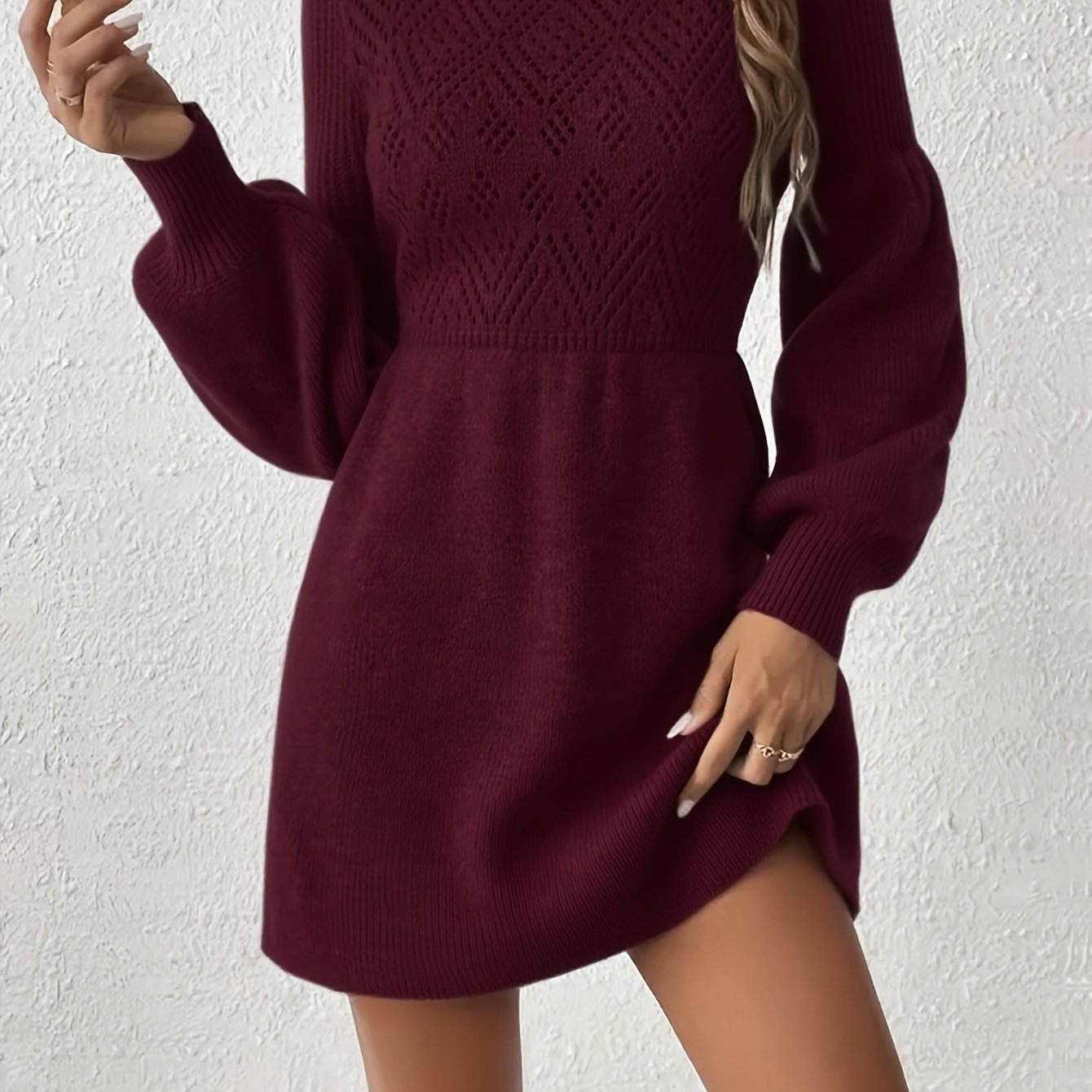 SOPHIA & ROSE | Solid Semi‑Sheer Long Sleeve Dress