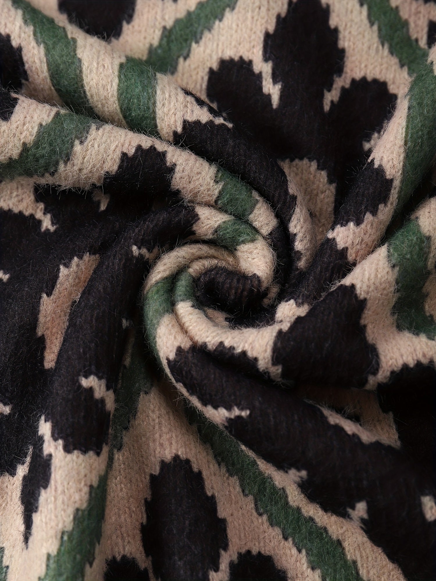 SOPHIA & ROSE | Ikat Geometric High-Neck Knit Midi Dress