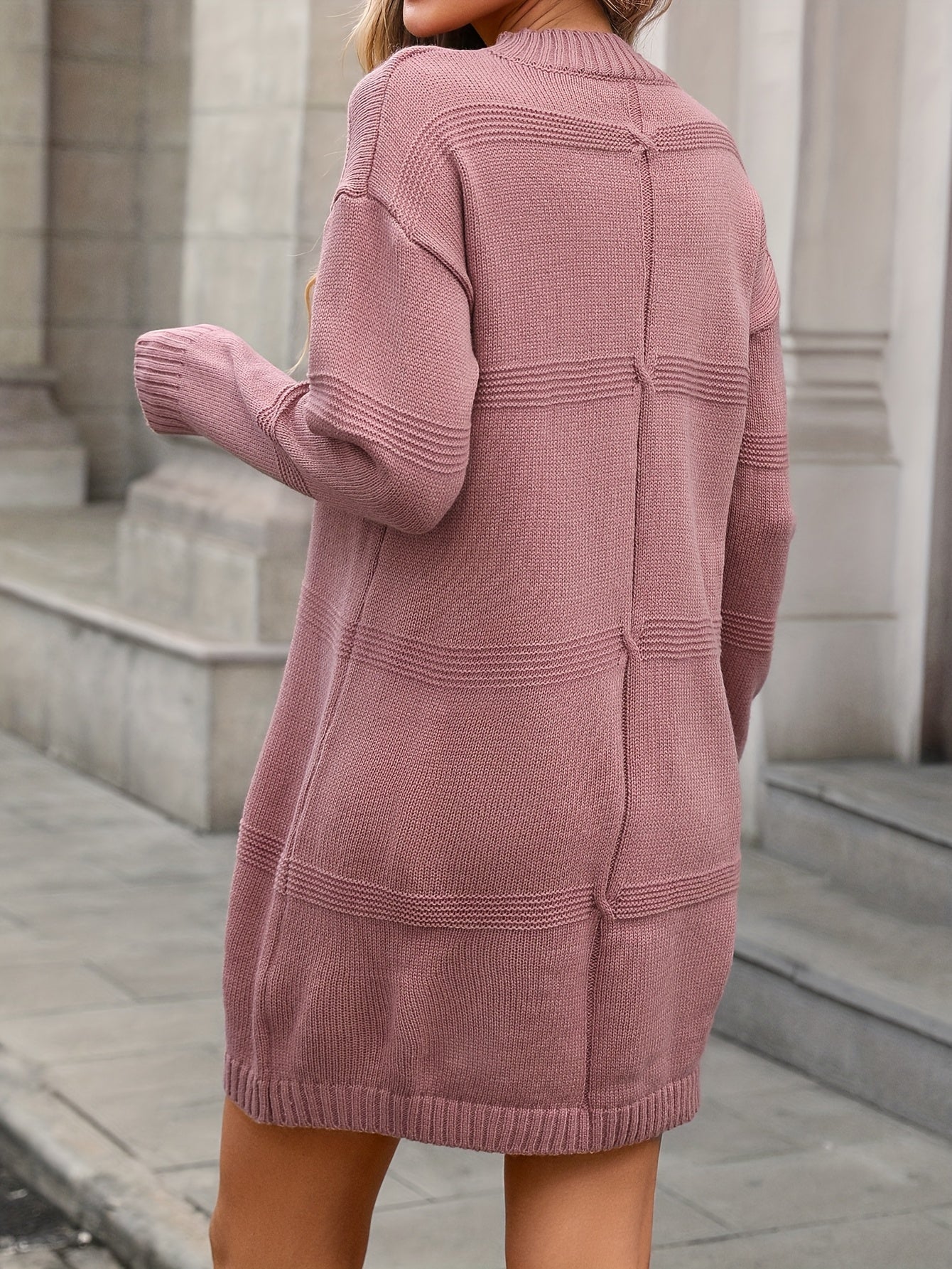 SOPHIA & ROSE | Textured Cable Knit Long Sleeve Midi Dress
