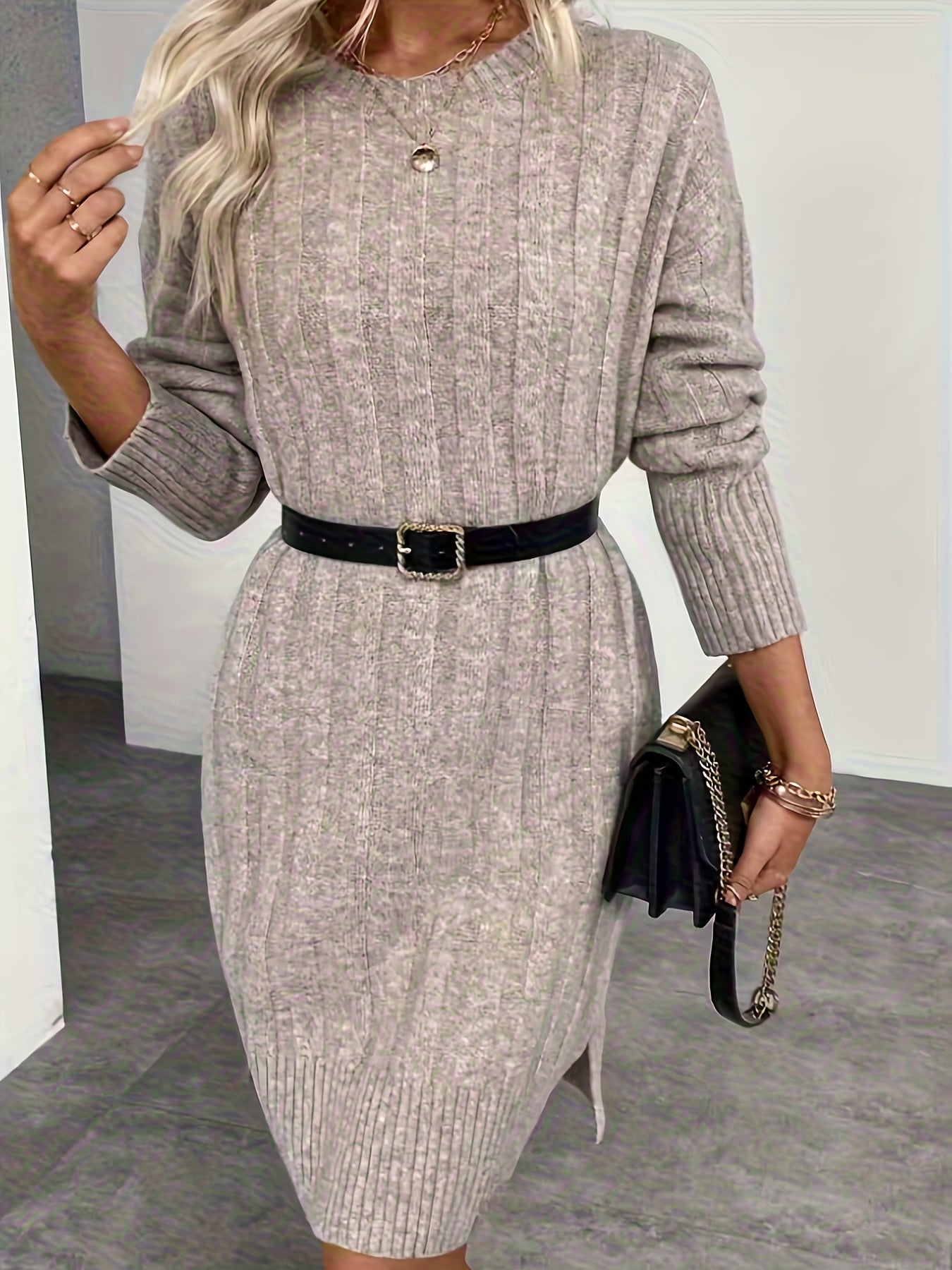 SOPHIA & ROSE | Plus‑Size Elegant Knit Midi Dress
