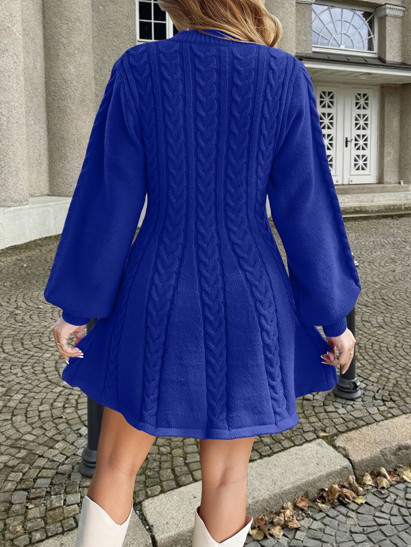 Trui Jurk met Lantaarnmouwen en Dikke Zoom