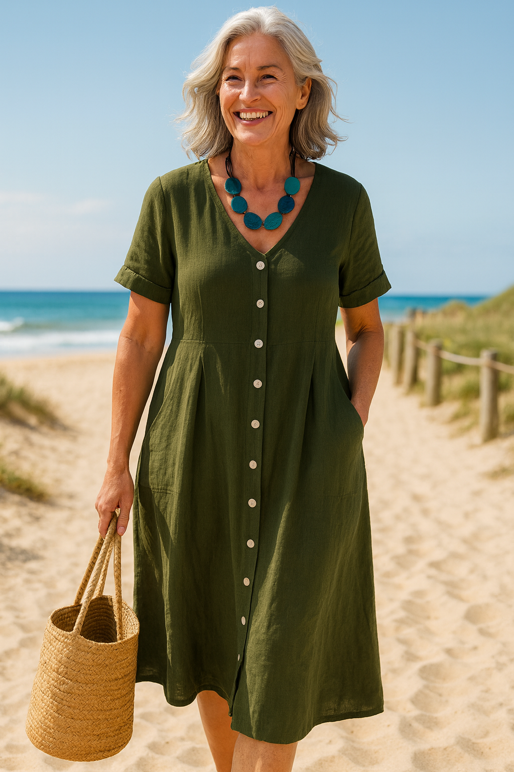 Lena | Everyday Cotton-Linen Midi Dress