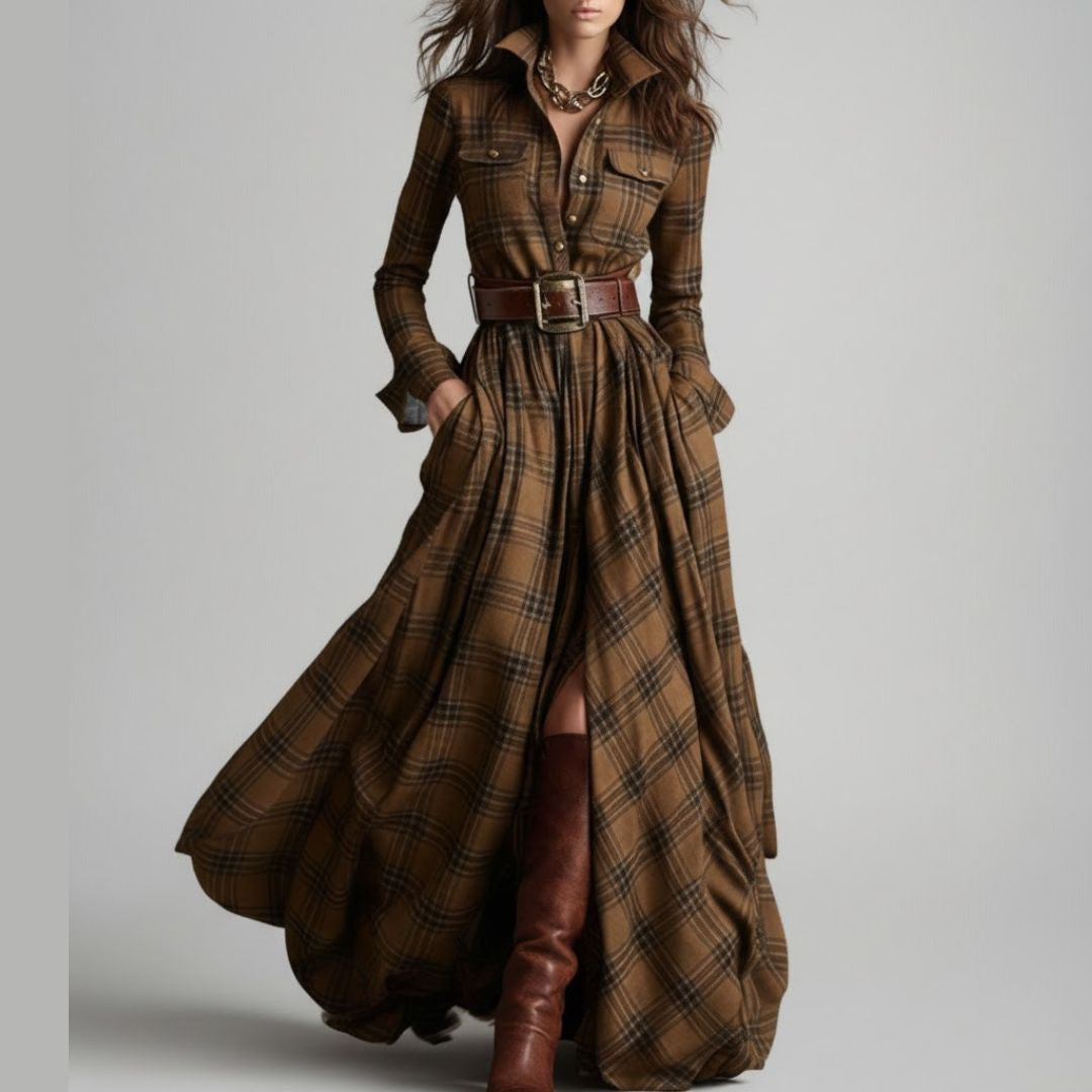 Marietta | Heritage Plaid Maxi Shirt Dress