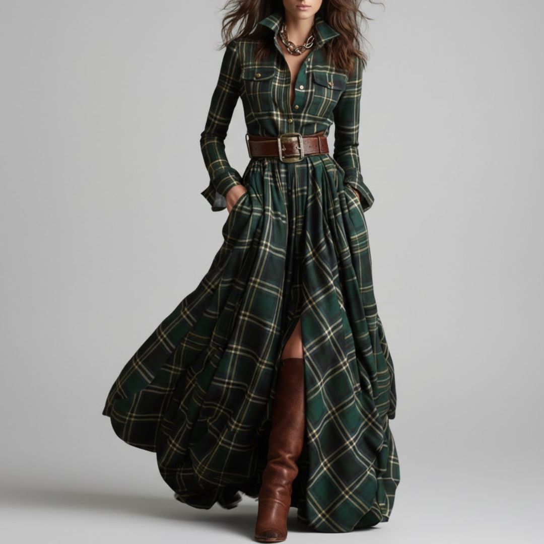 Marietta | Heritage Plaid Maxi Shirt Dress