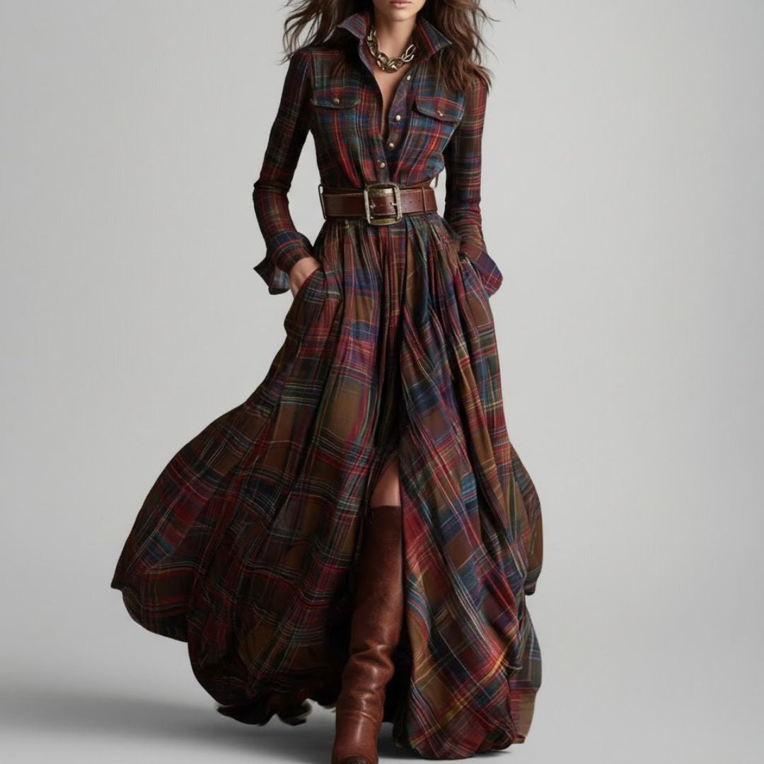 Marietta | Heritage Plaid Maxi Shirt Dress