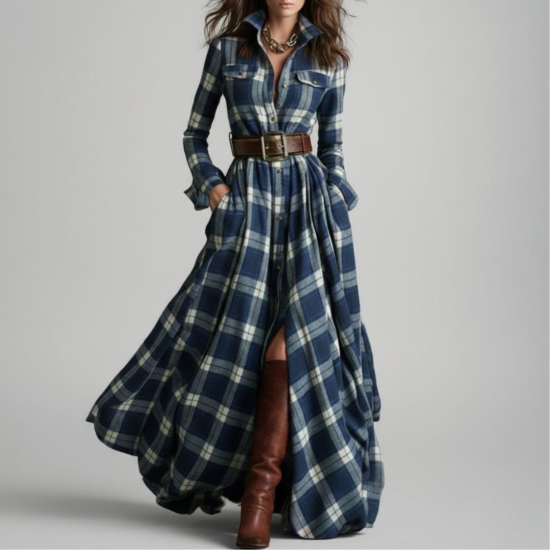 Marietta | Heritage Plaid Maxi Shirt Dress