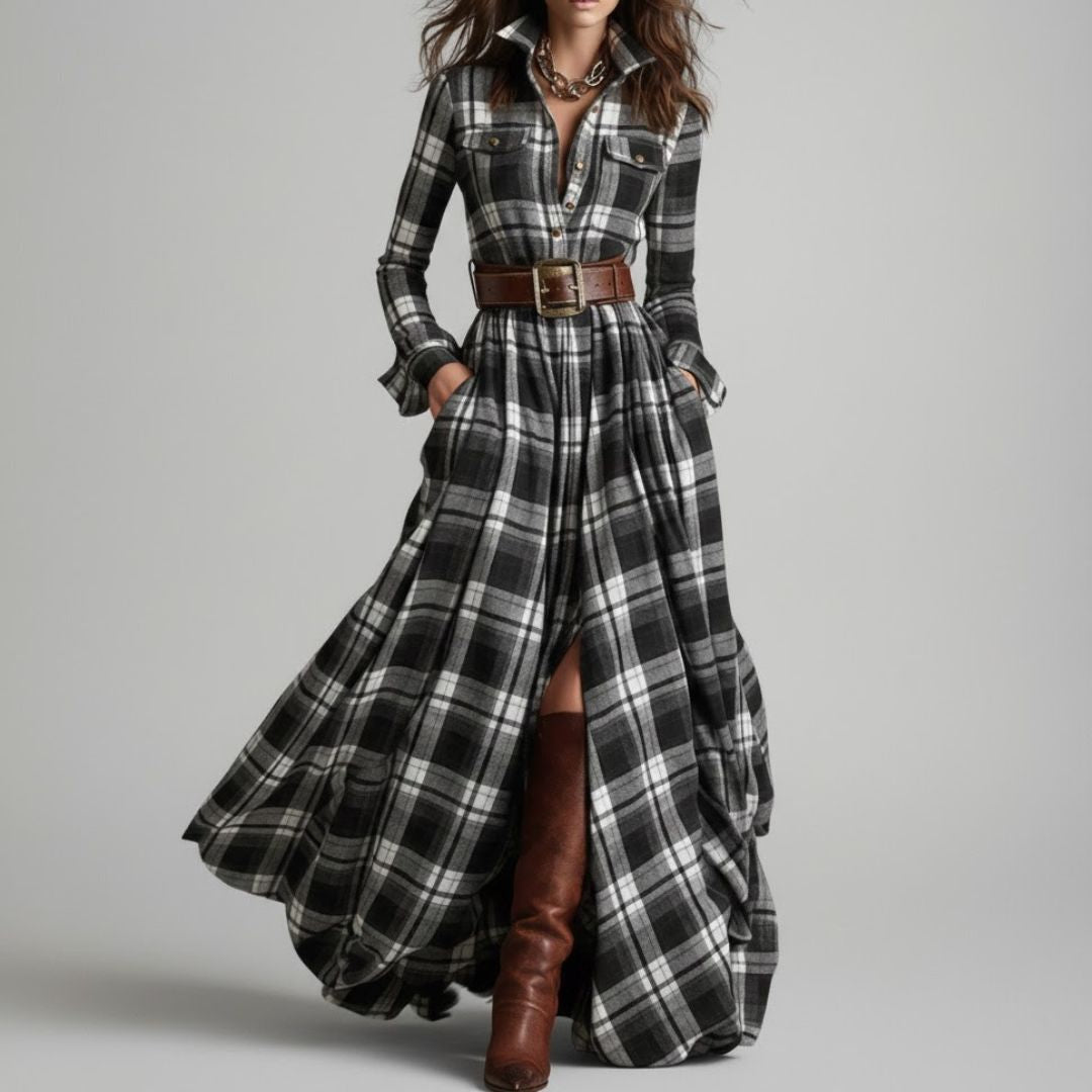 Marietta | Heritage Plaid Maxi Shirt Dress