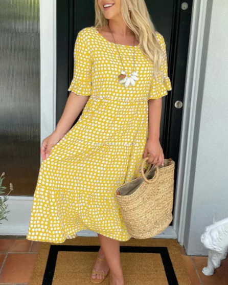 ZORA | ELEGANT SHORT-SLEEVE MIDI DRESS