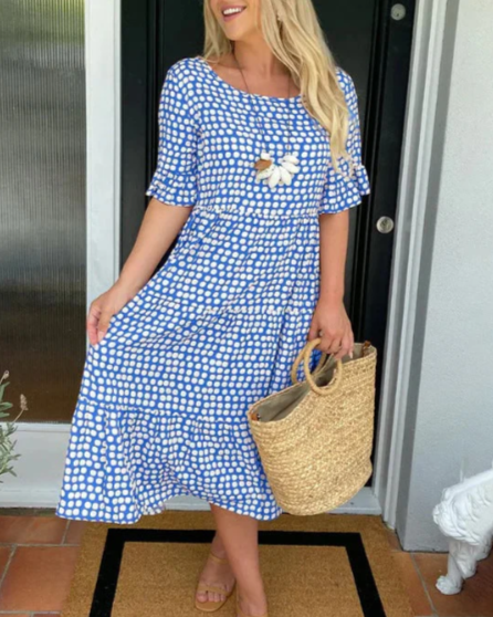 ZORA | ELEGANT SHORT-SLEEVE MIDI DRESS