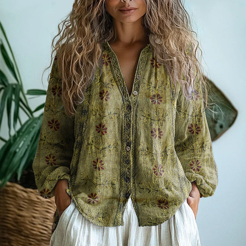 Lillian | Vintage Leaf Blouse