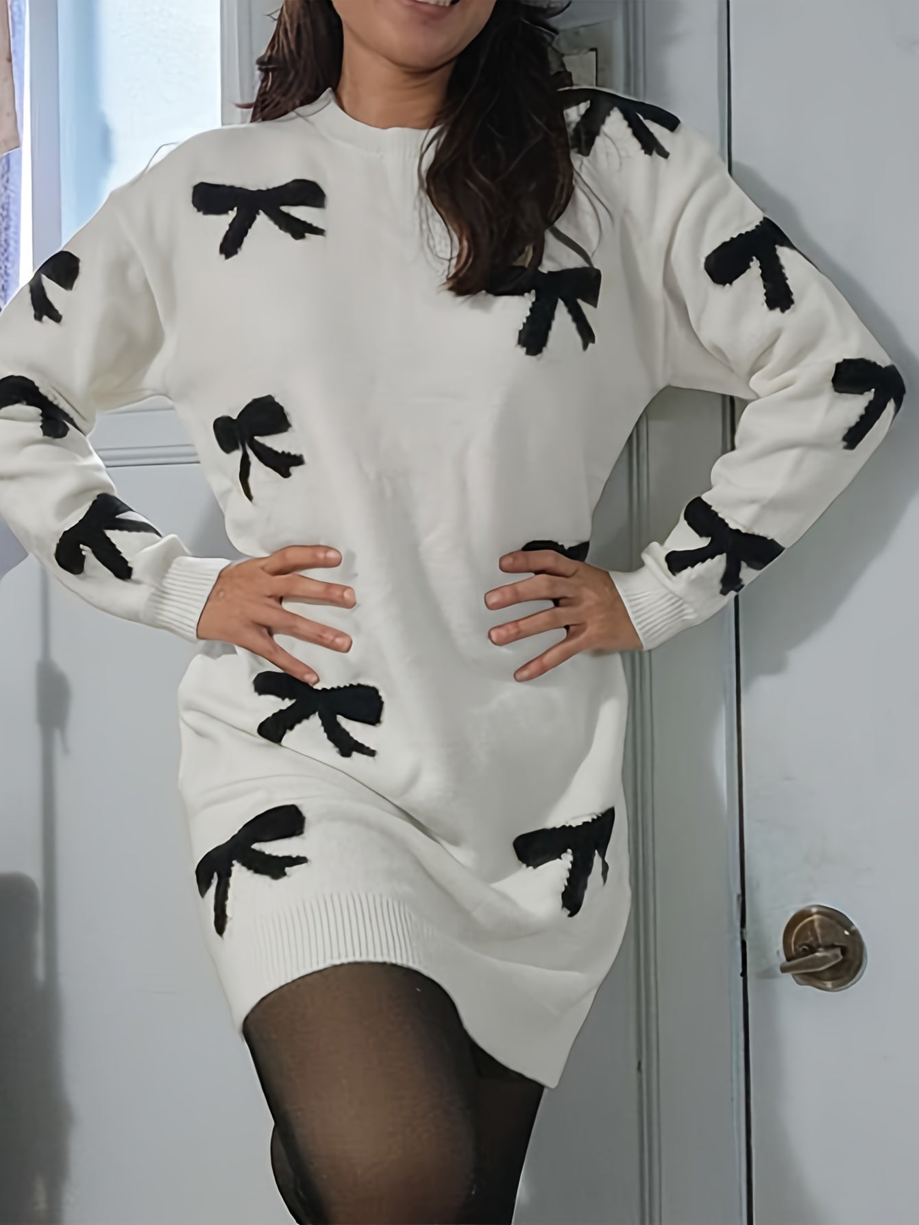 SOPHIA & ROSE | Butterfly‑Print Knit Tunic Dress