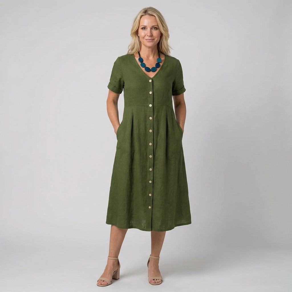 Lena | Everyday Cotton-Linen Midi Dress