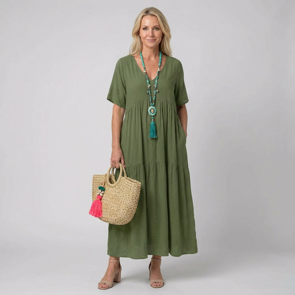 AVA | PLEATED MAXI DRESS