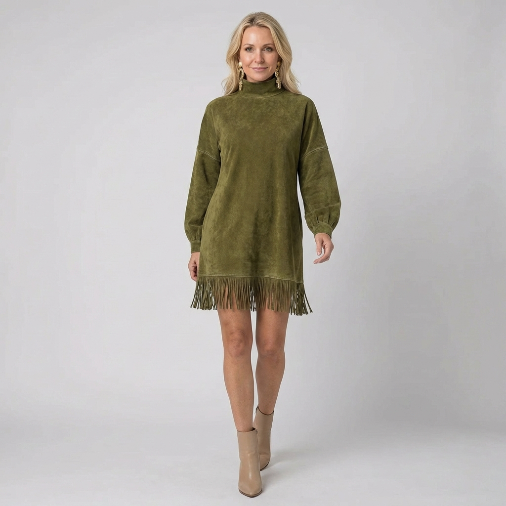 Sheri | Cozy Suede Fringe Dress