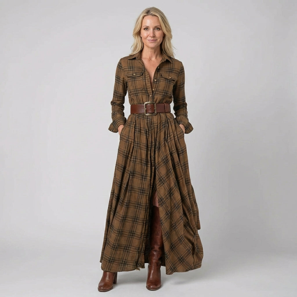 Marietta | Heritage Plaid Maxi Shirt Dress