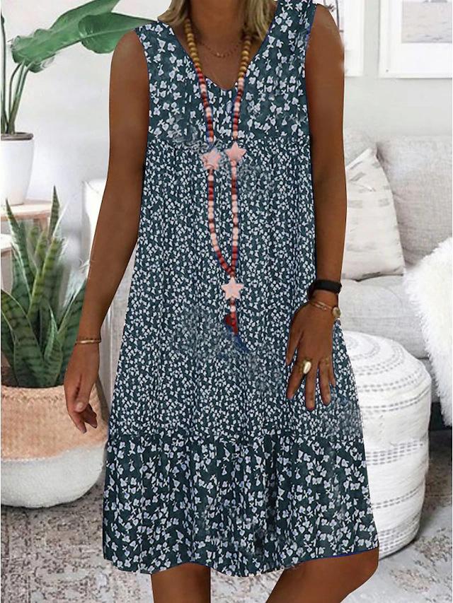 ISLA | FLORAL V-NECK SLEEVELESS DRESS
