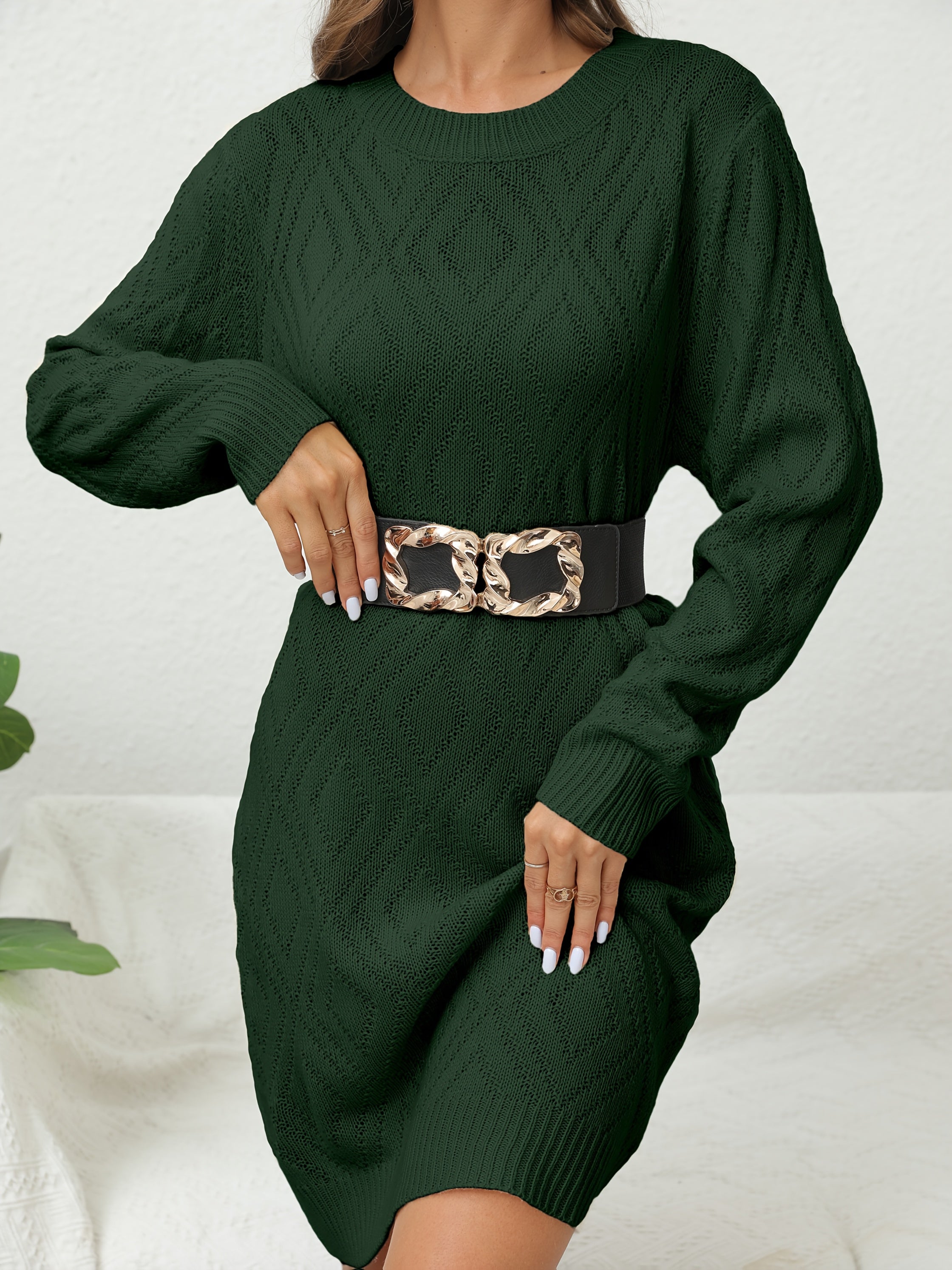 SOPHIA & ROSE | Classic Diamond‑Pattern Knit Midi Dress
