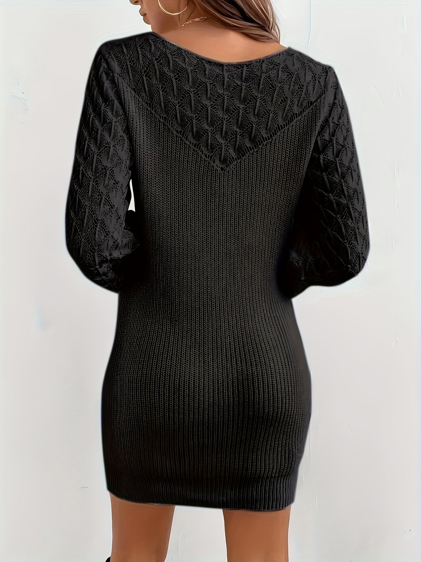 SOPHIA & ROSE | Classic Round‑Neck Long Sleeve Dress