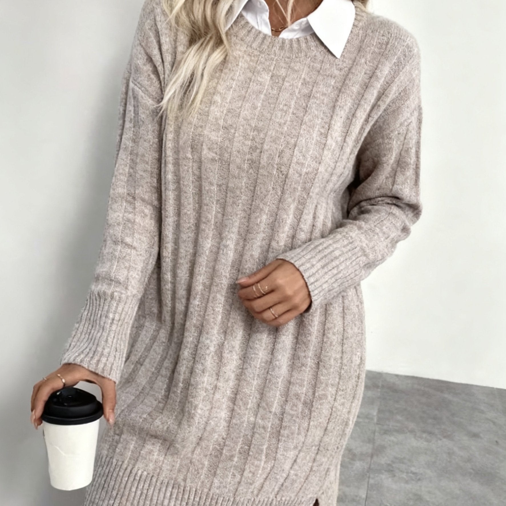 SOPHIA & ROSE | Plus‑Size Elegant Knit Midi Dress