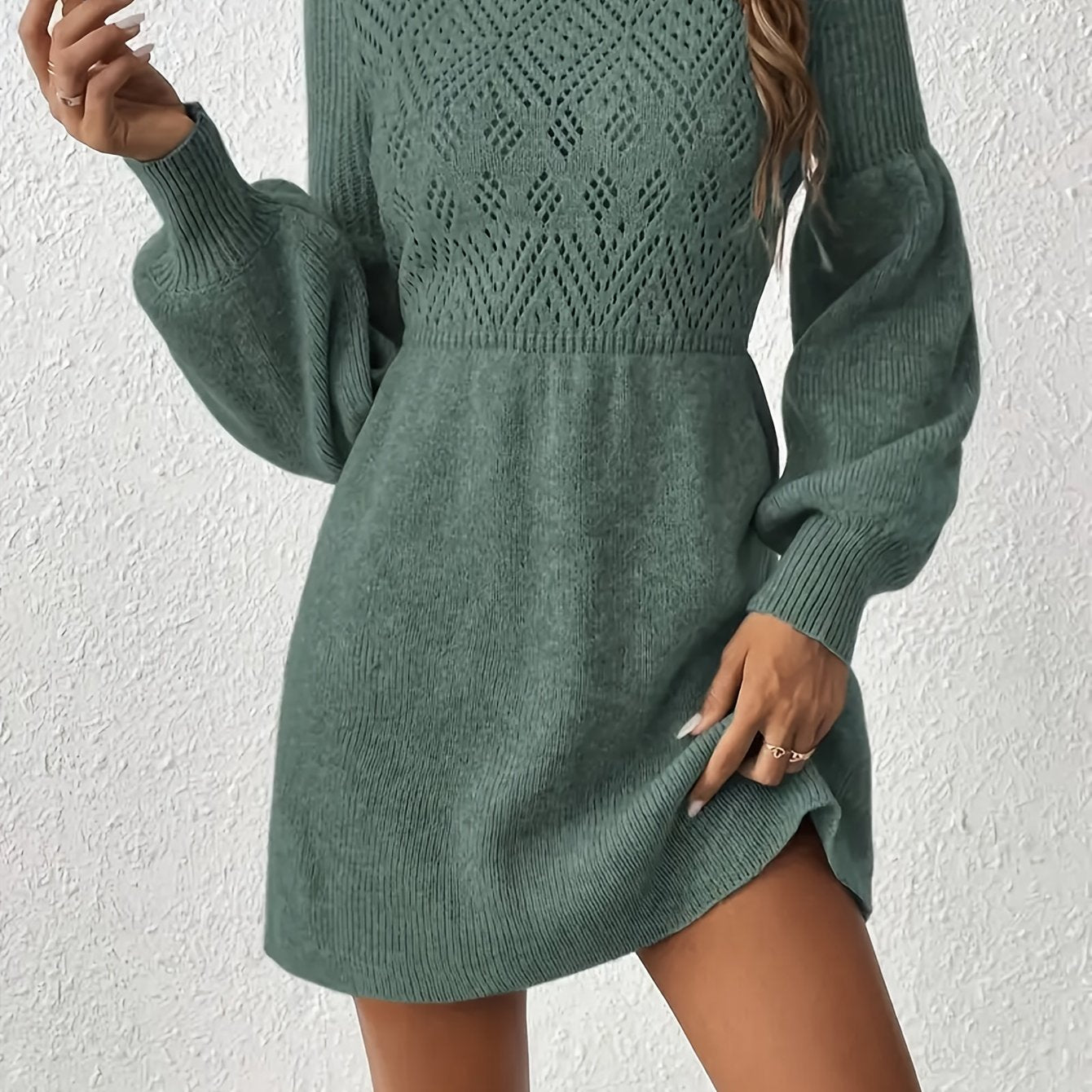 SOPHIA & ROSE | Solid Semi‑Sheer Long Sleeve Dress
