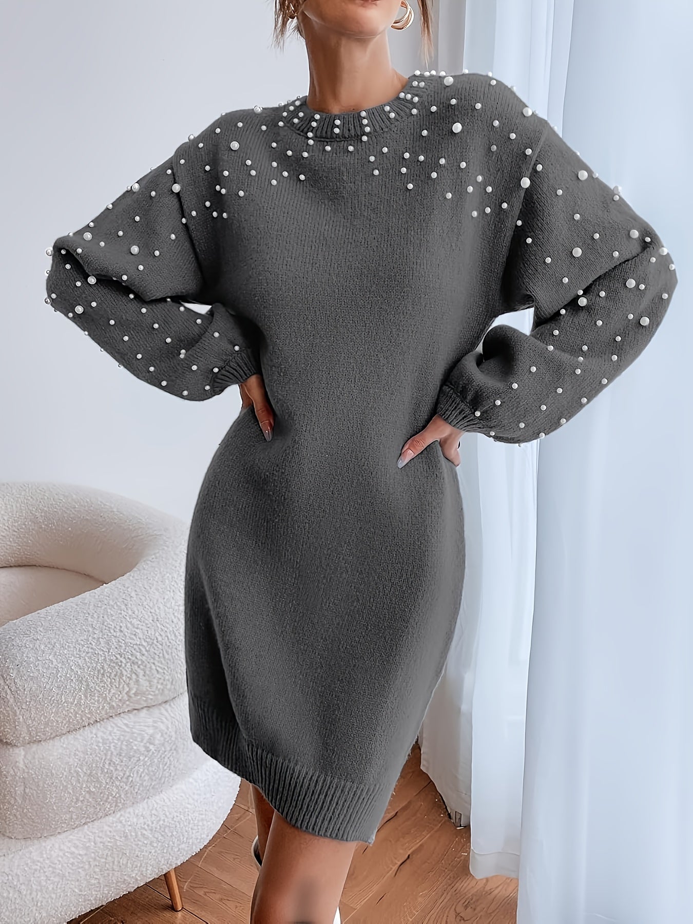 SOPHIA & ROSE | Soft Knit Long-Sleeve Midi Dress