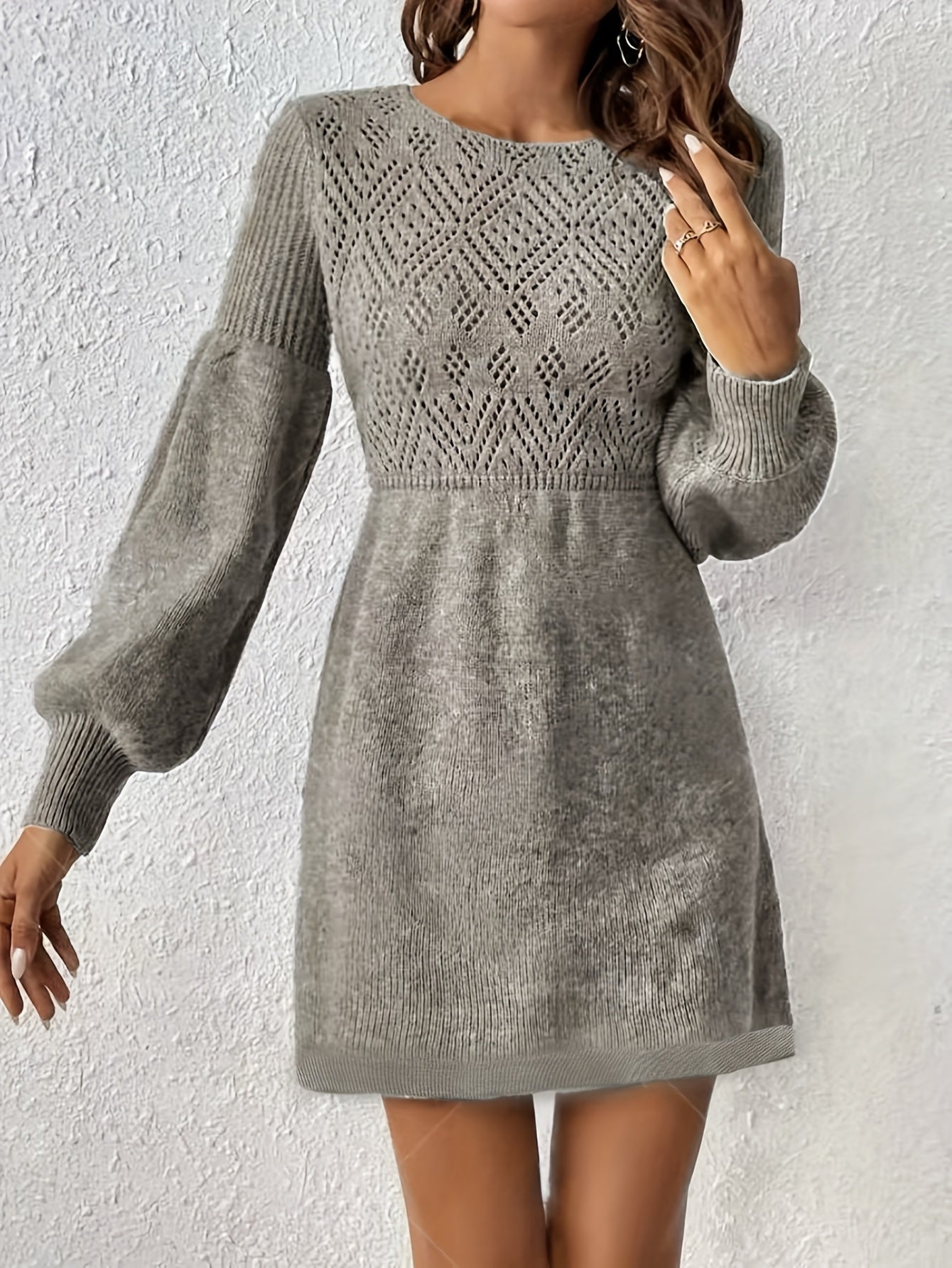 SOPHIA & ROSE | Solid Semi‑Sheer Long Sleeve Dress