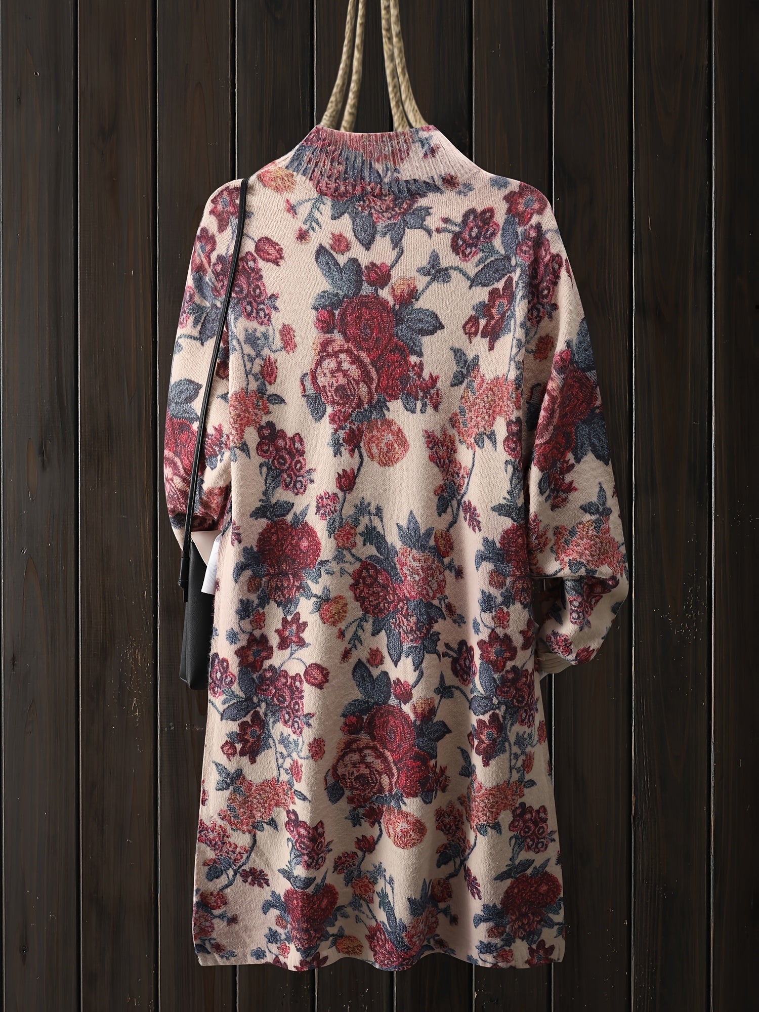 SOPHIA & ROSE | Red Floral High‑Neck Midi Dress