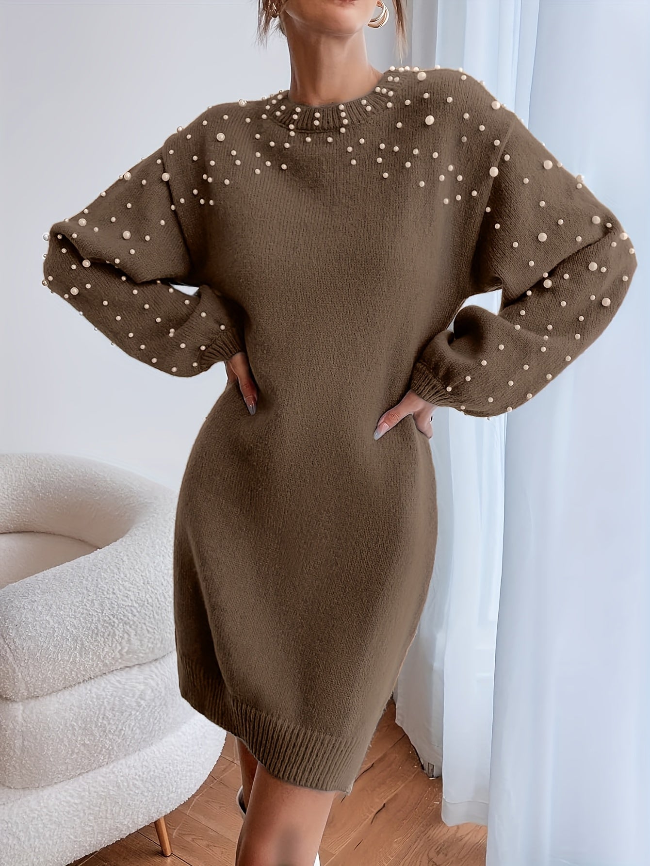 SOPHIA & ROSE | Soft Knit Long-Sleeve Midi Dress