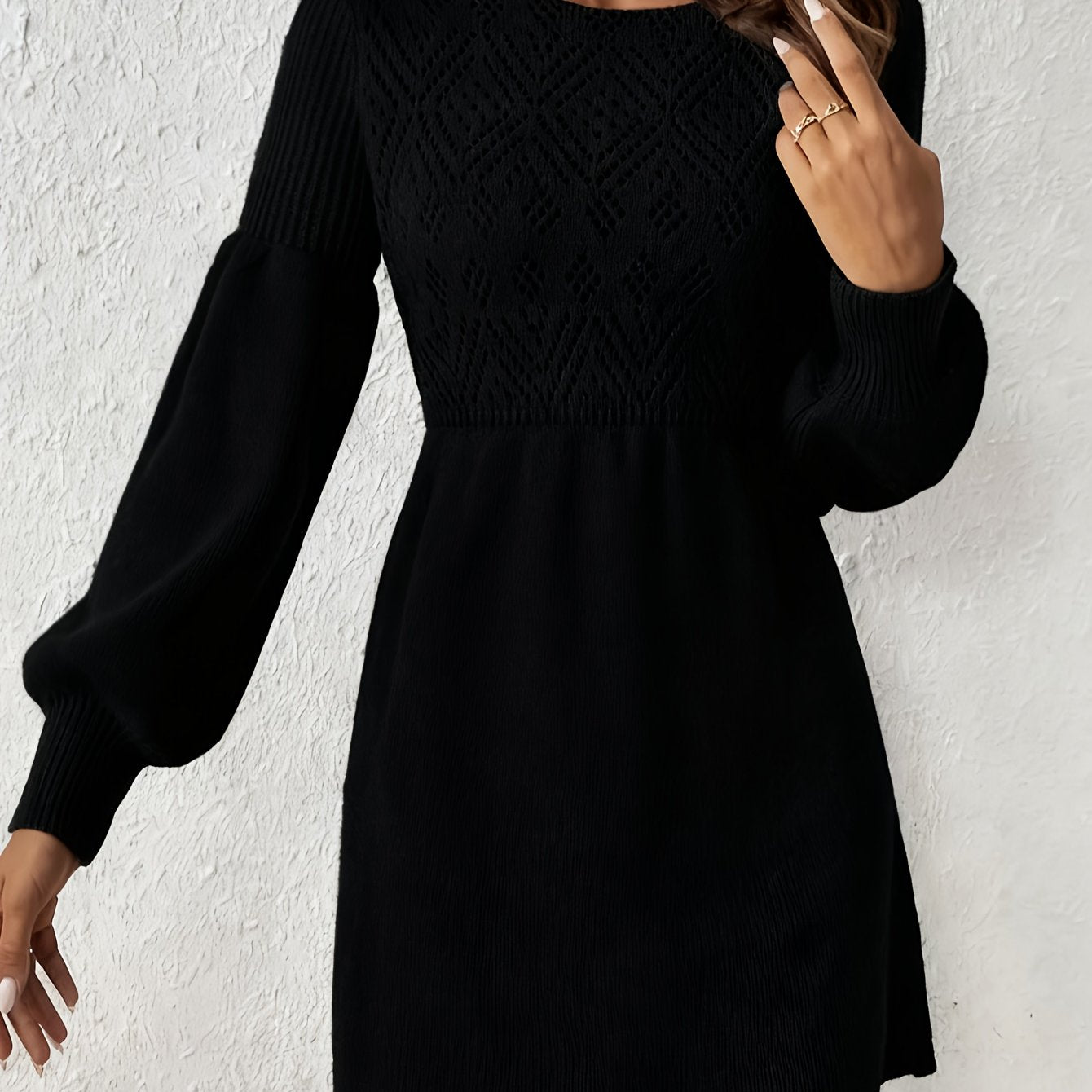 SOPHIA & ROSE | Solid Semi‑Sheer Long Sleeve Dress