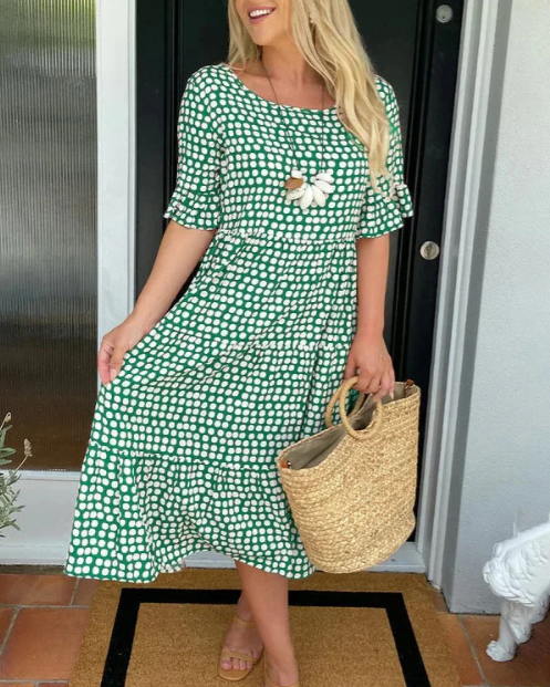 ZORA | ELEGANT SHORT-SLEEVE MIDI DRESS