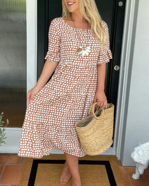 ZORA | ELEGANT SHORT-SLEEVE MIDI DRESS