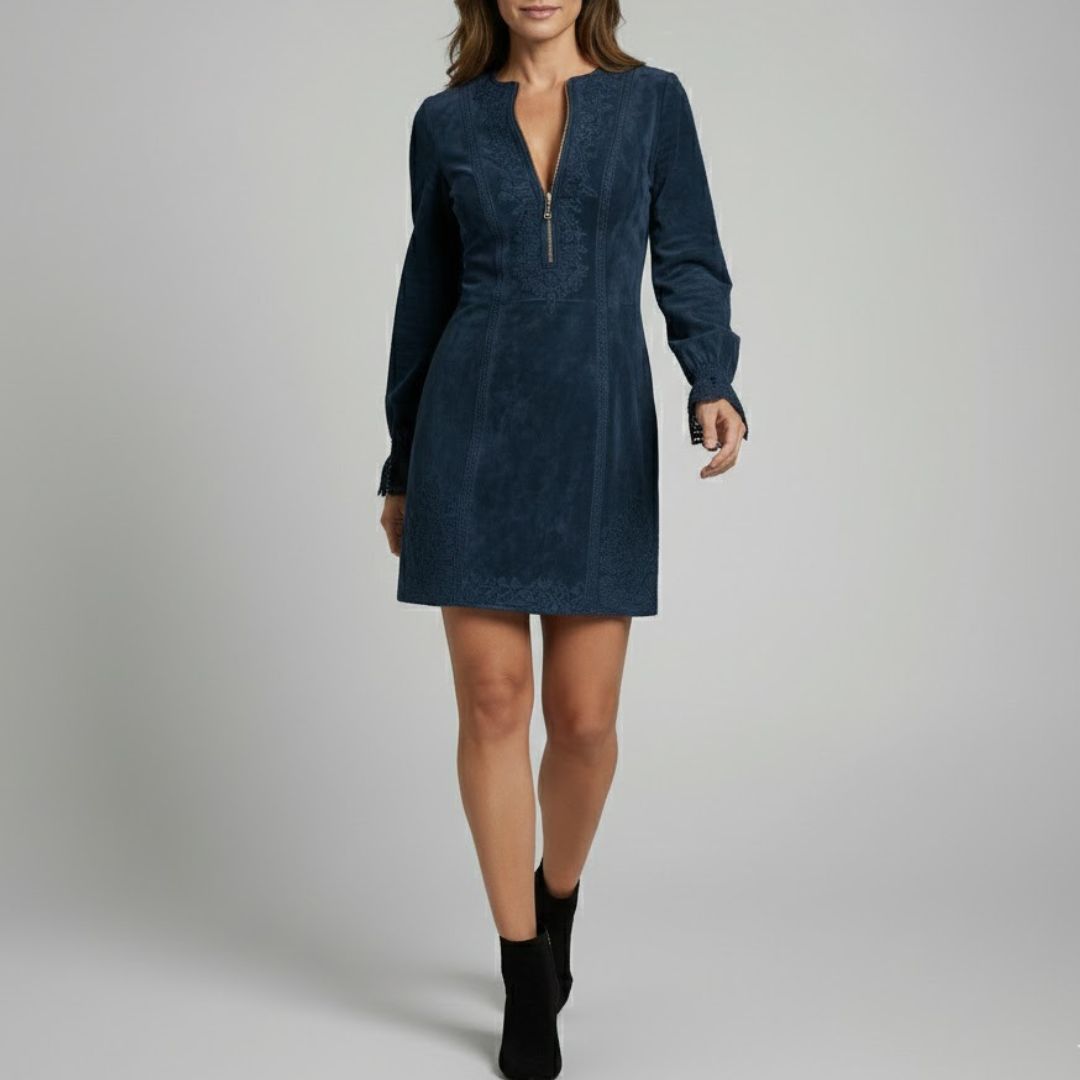 Serene | Suede Lace Zip Mini Dress