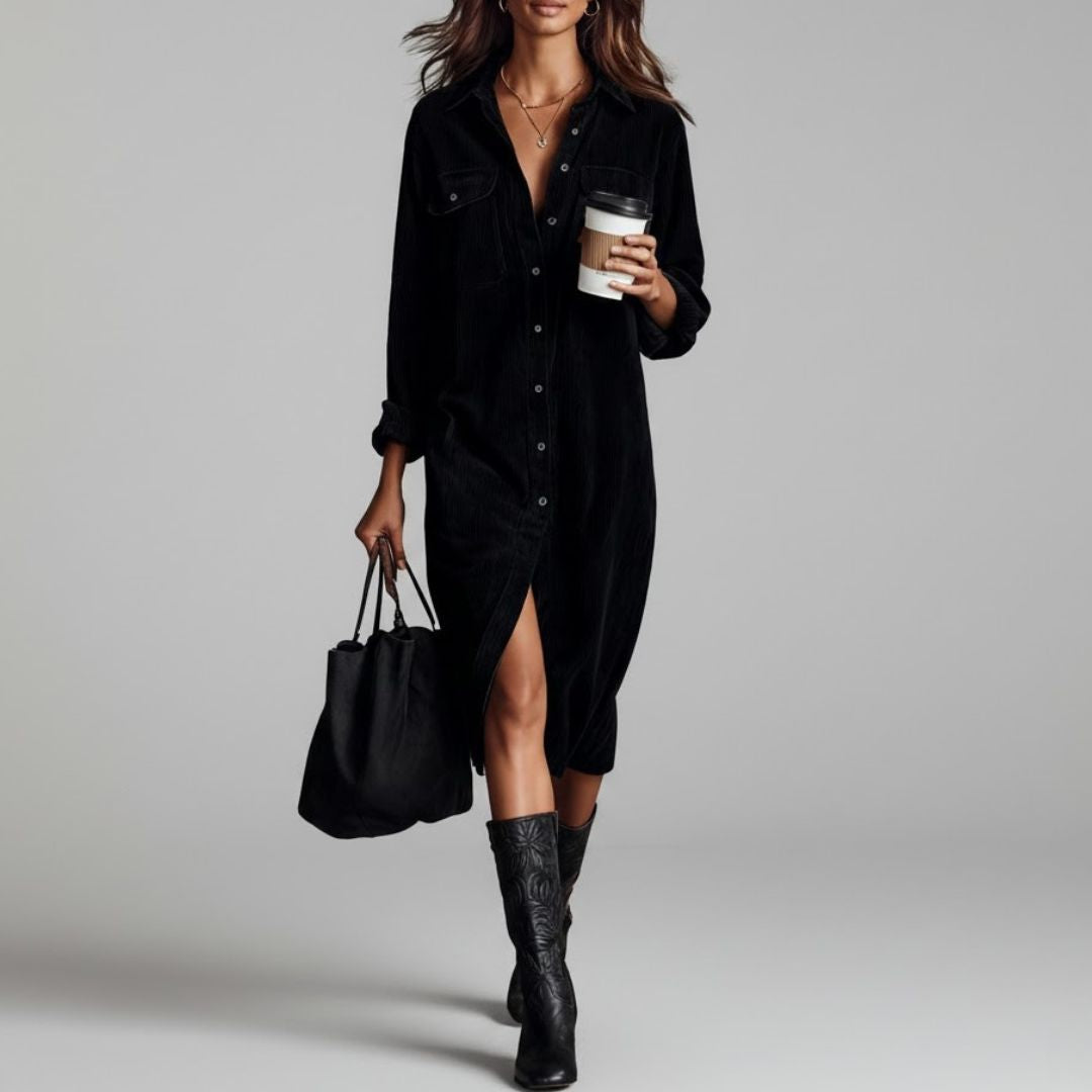 Talia | Chic Button Detail Midi Dress