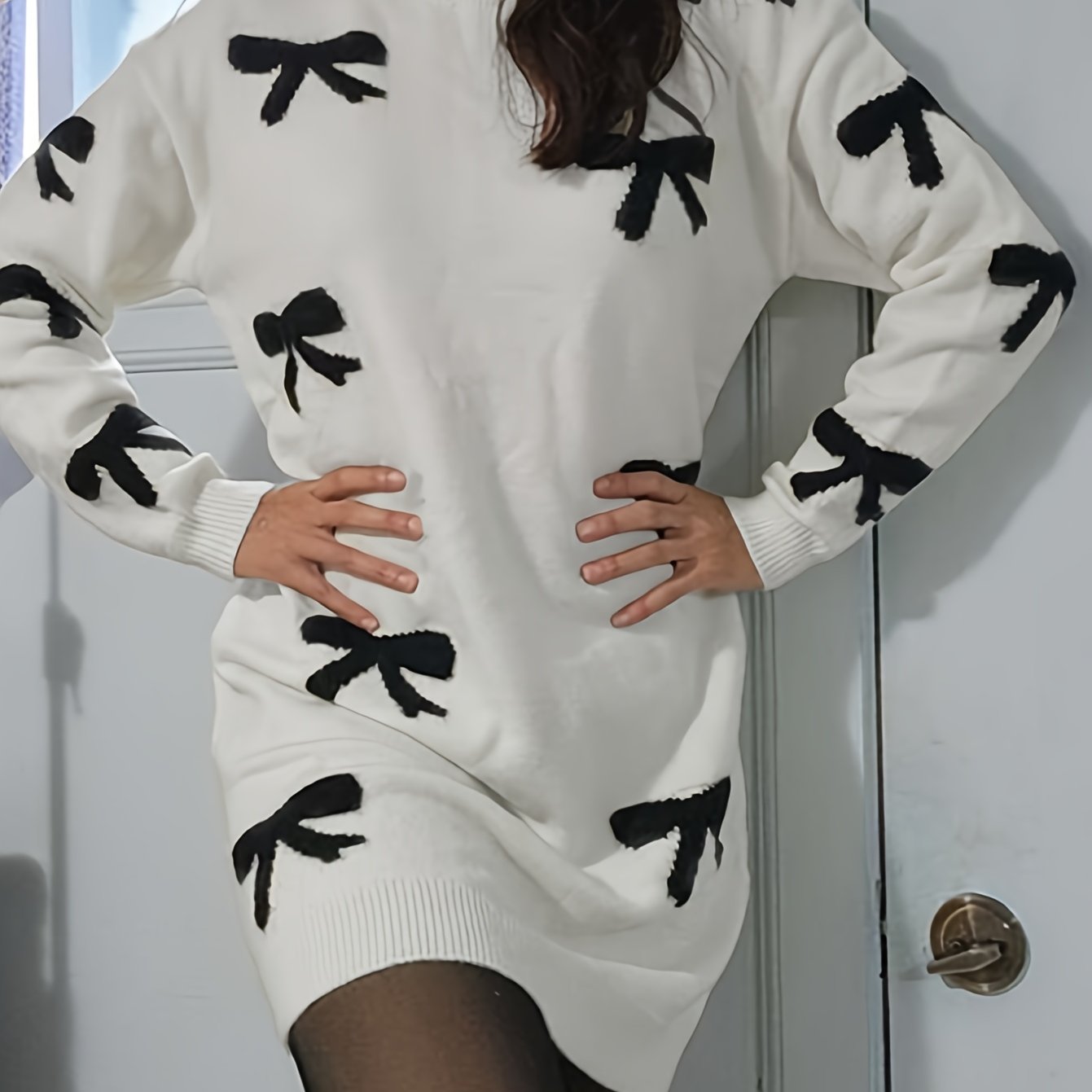 SOPHIA & ROSE | Butterfly‑Print Knit Tunic Dress