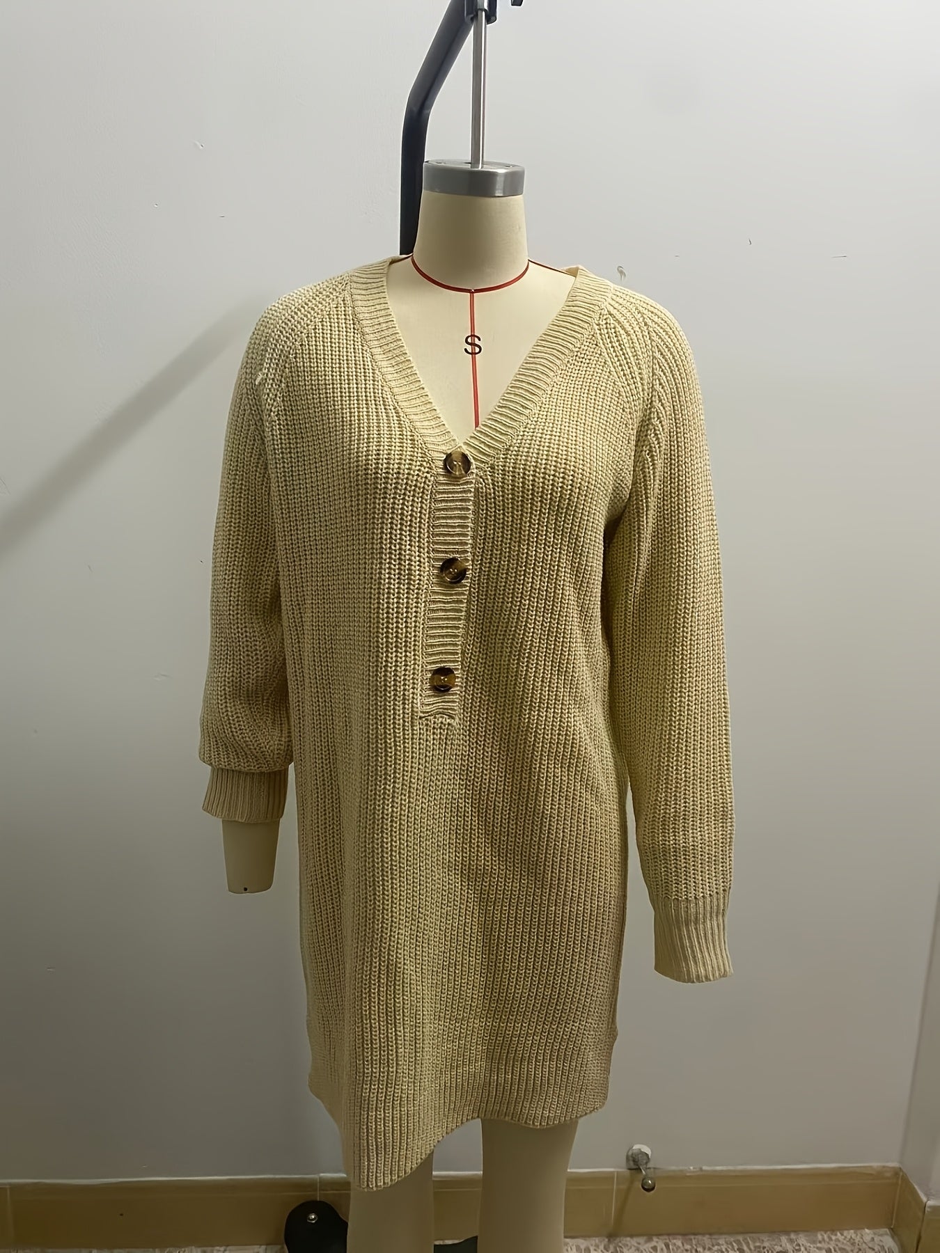 SOPHIA & ROSE | V‑Neck Raglan Sleeve Sweater Dress