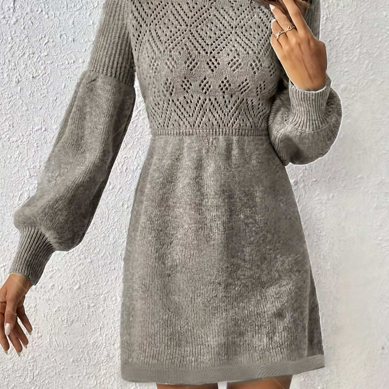 SOPHIA & ROSE | Solid Semi‑Sheer Long Sleeve Dress