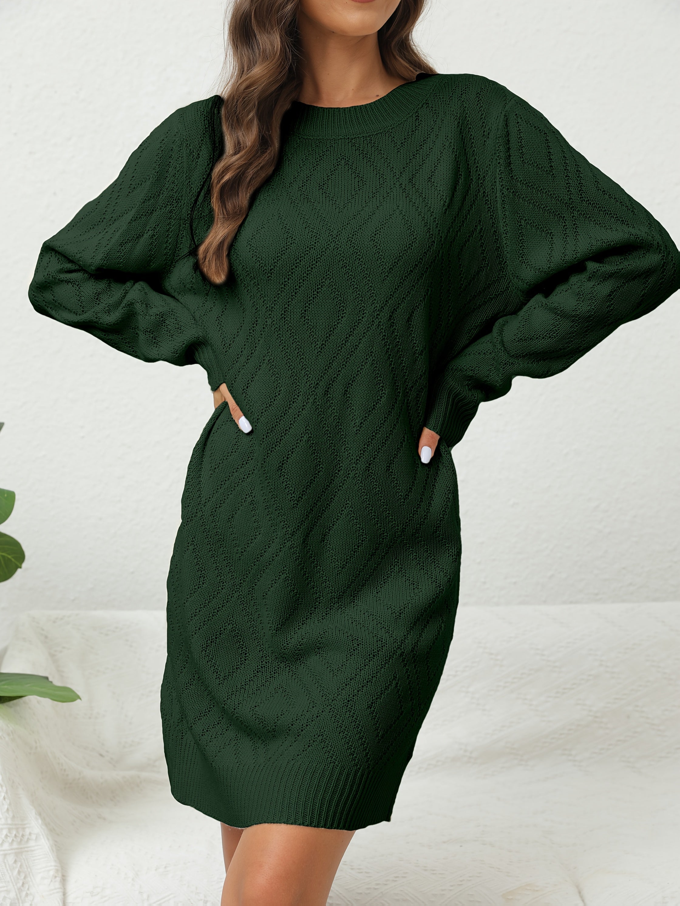 SOPHIA & ROSE | Classic Diamond‑Pattern Knit Midi Dress