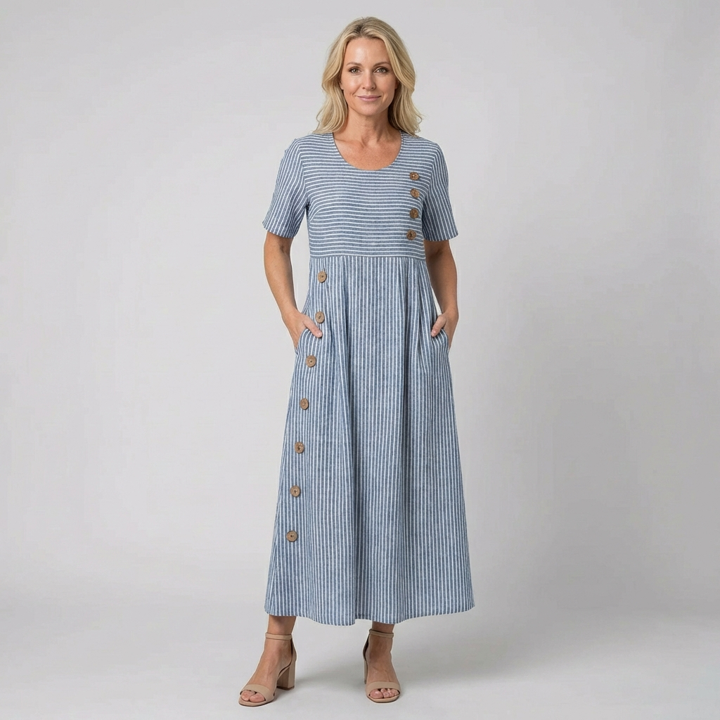 JARNA | STRIPED MIDI DRESS
