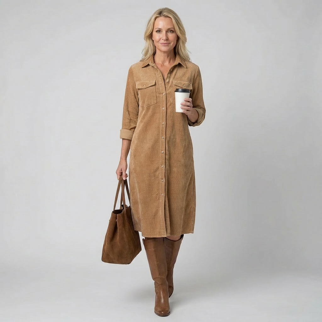 Talia | Chic Button Detail Midi Dress